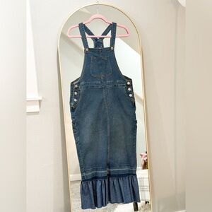 Be Girl Denim Ruffle Overall Dress